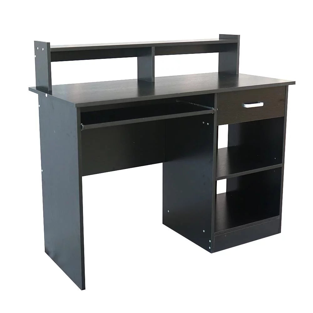 Black Computer Desk with Drawer and Keyboard Tray F594