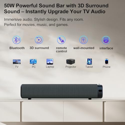 50W Bluetooth Soundbar with 3D Surround Sound A83443