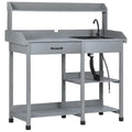 Wooden Potting Bench Table with Sink and Drawer C3863