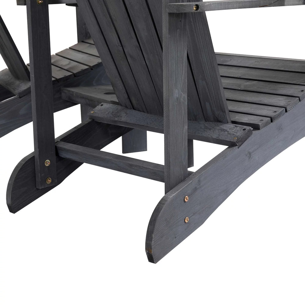Grey 2 Wood Adirondack Chairs with Center Table V622