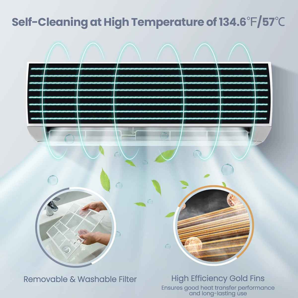 12000 BTU Mini Split Air Conditioner & Heater 20 SEER2 115 V Wall-Mounted AC Unit C14035
