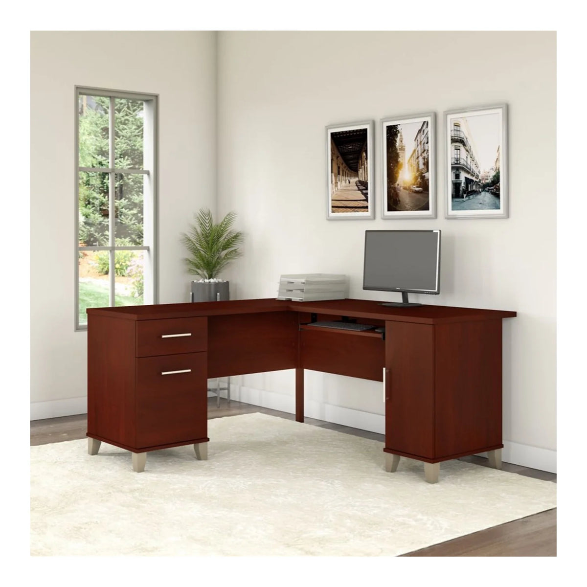 60" L Shaped Desk with Storage Y6815
