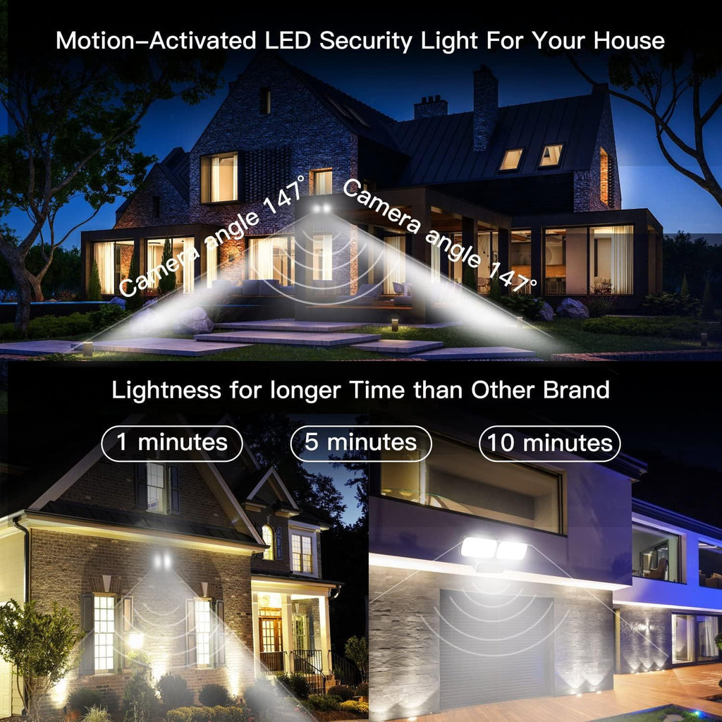 Black 1080P HD WiFi Floodlight Camera with Night Vision IP65 Waterproof F2293