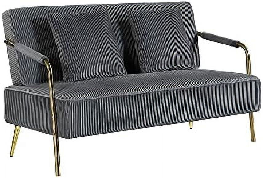 55" Velvet Loveseat Sofa with 2 Throw Pillows R959