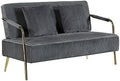 55" Velvet Loveseat Sofa with 2 Throw Pillows R959