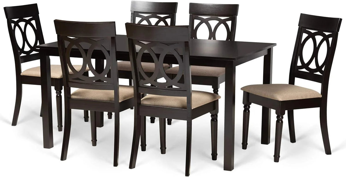 Sand Fabric Upholstered 2-Piece Dining Chair Set V834380