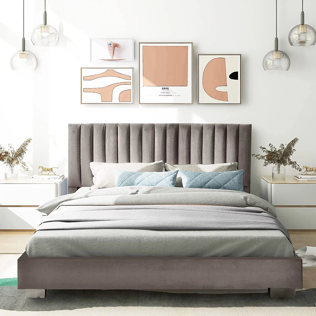 Navy Full Size Upholstered Platform Bed Frame G693020