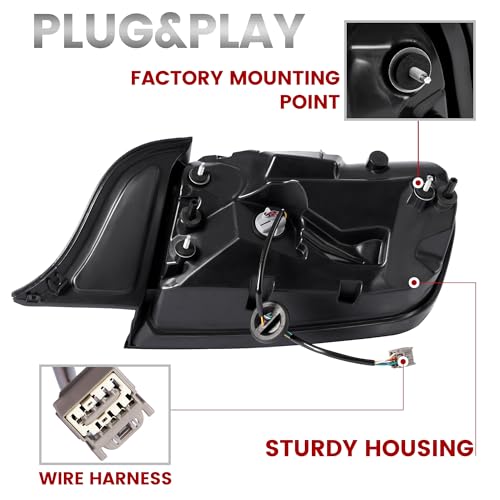 LED Tail Lights Assembly with Clear Lens Black Housing E125