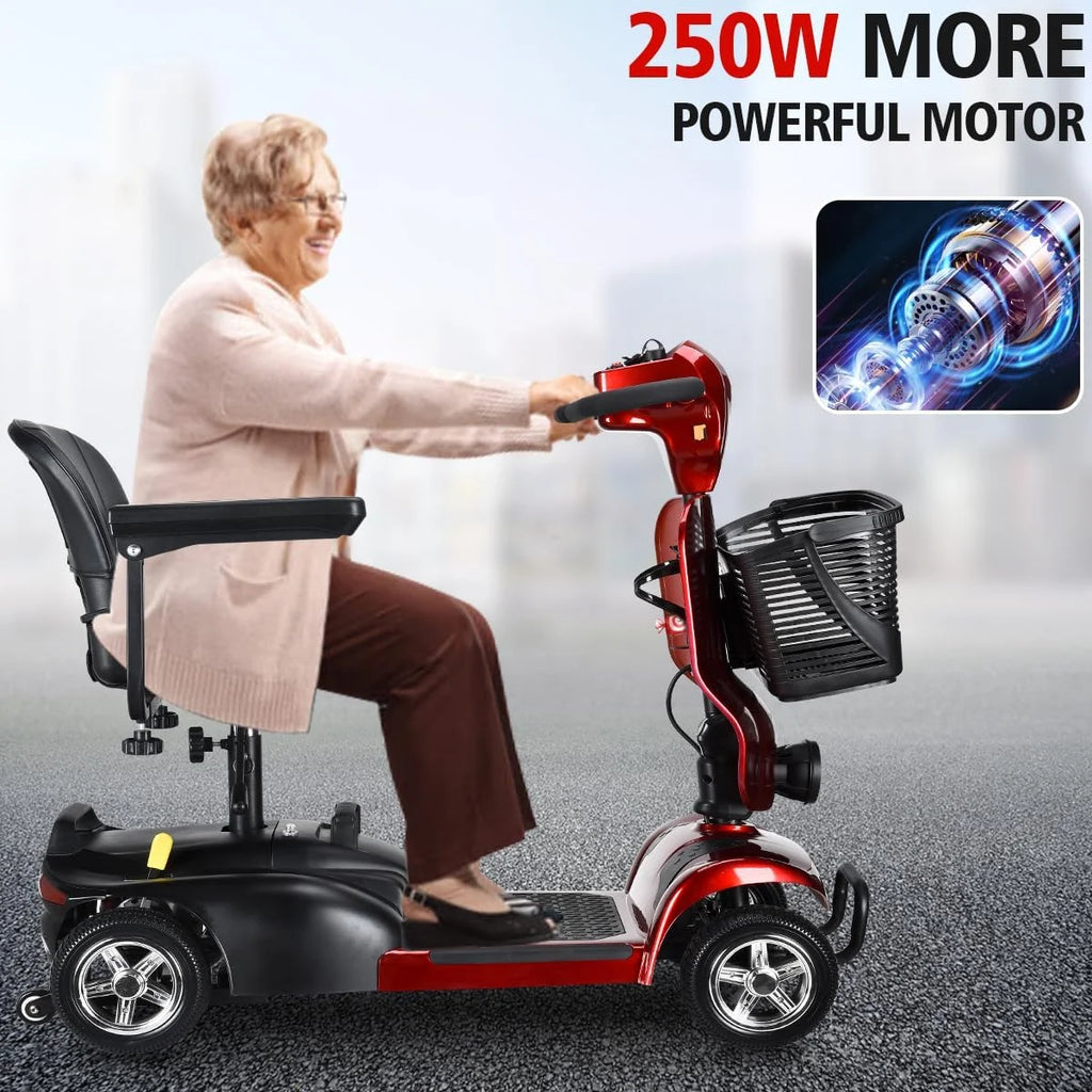 4 Wheel Foldable Mobility Scooter with Charger and Basket A49755