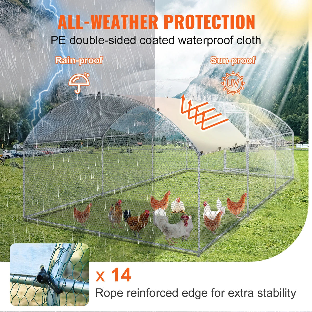 Large Metal Chicken Coop 19.7x9.8x6.6 ft V297
