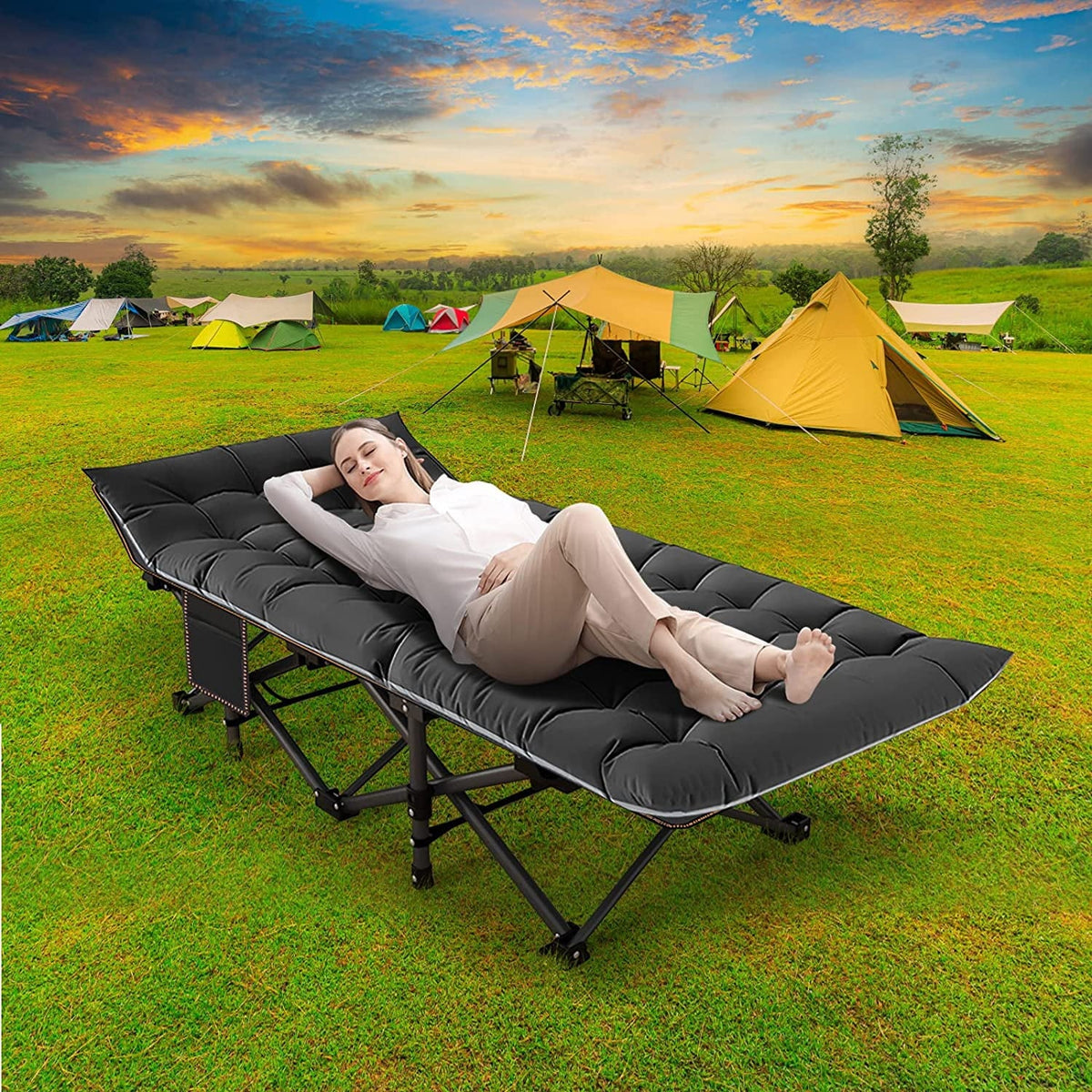 Folding Cot with 3.3 Inch Mattress and Carry Bag G731
