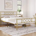 Twin Metal Bed Frame with Crisscross Headboard & Footboard, White Z6024