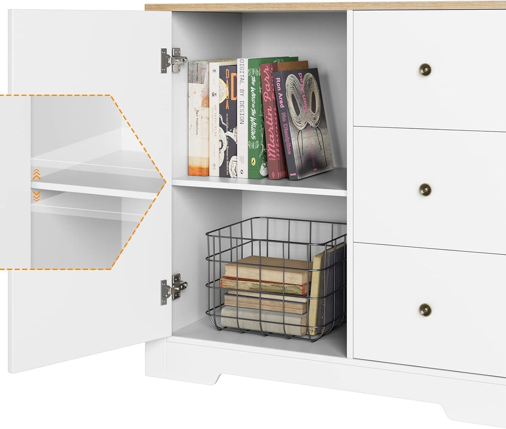 White Oak 3 Drawer 1 Door Storage Cabinet P371