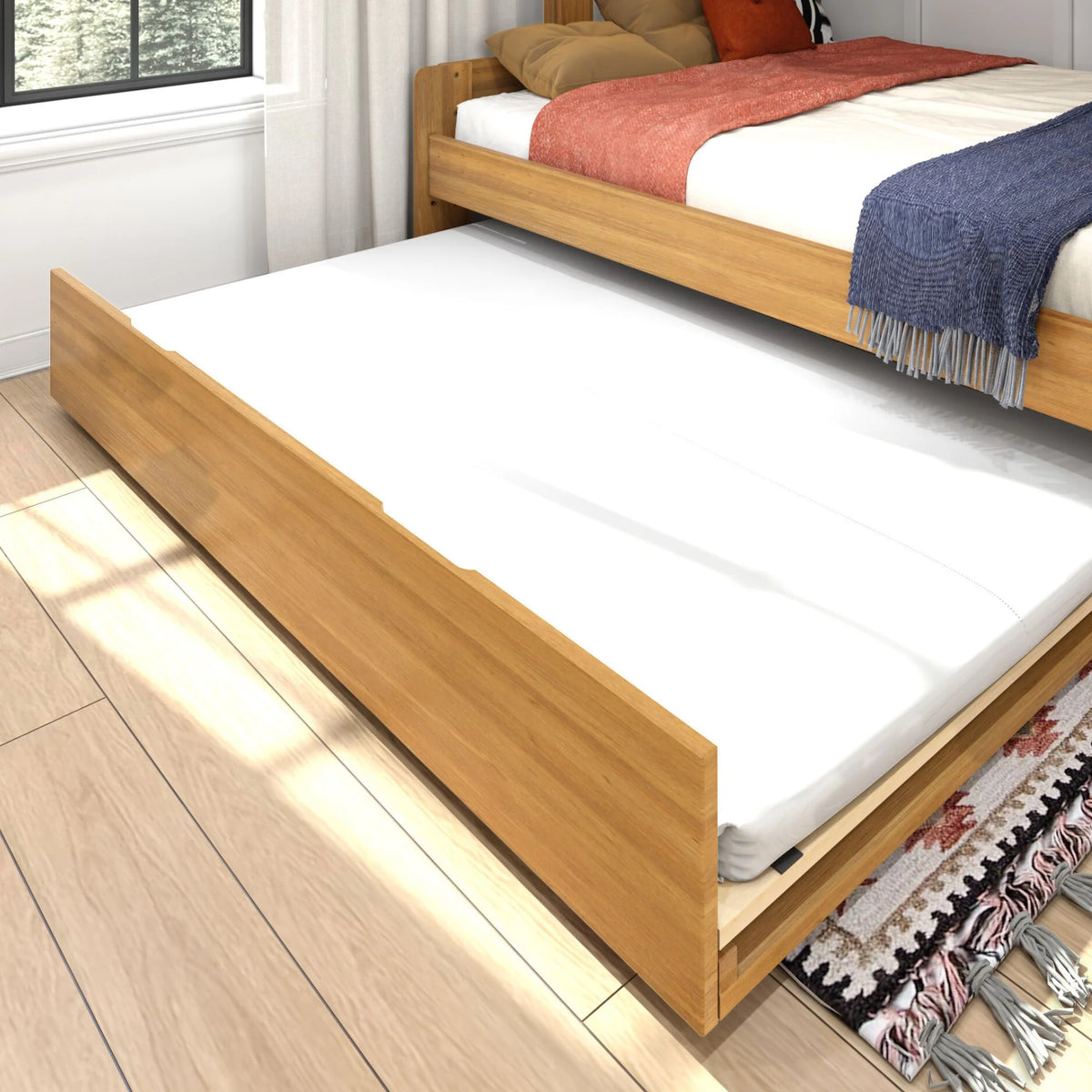 Twin Over Full Wood Bunk Bed with Trundle Y8351