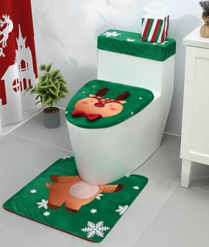 Christmas Toilet Seat Cover and Rug Set of 4 Y5934