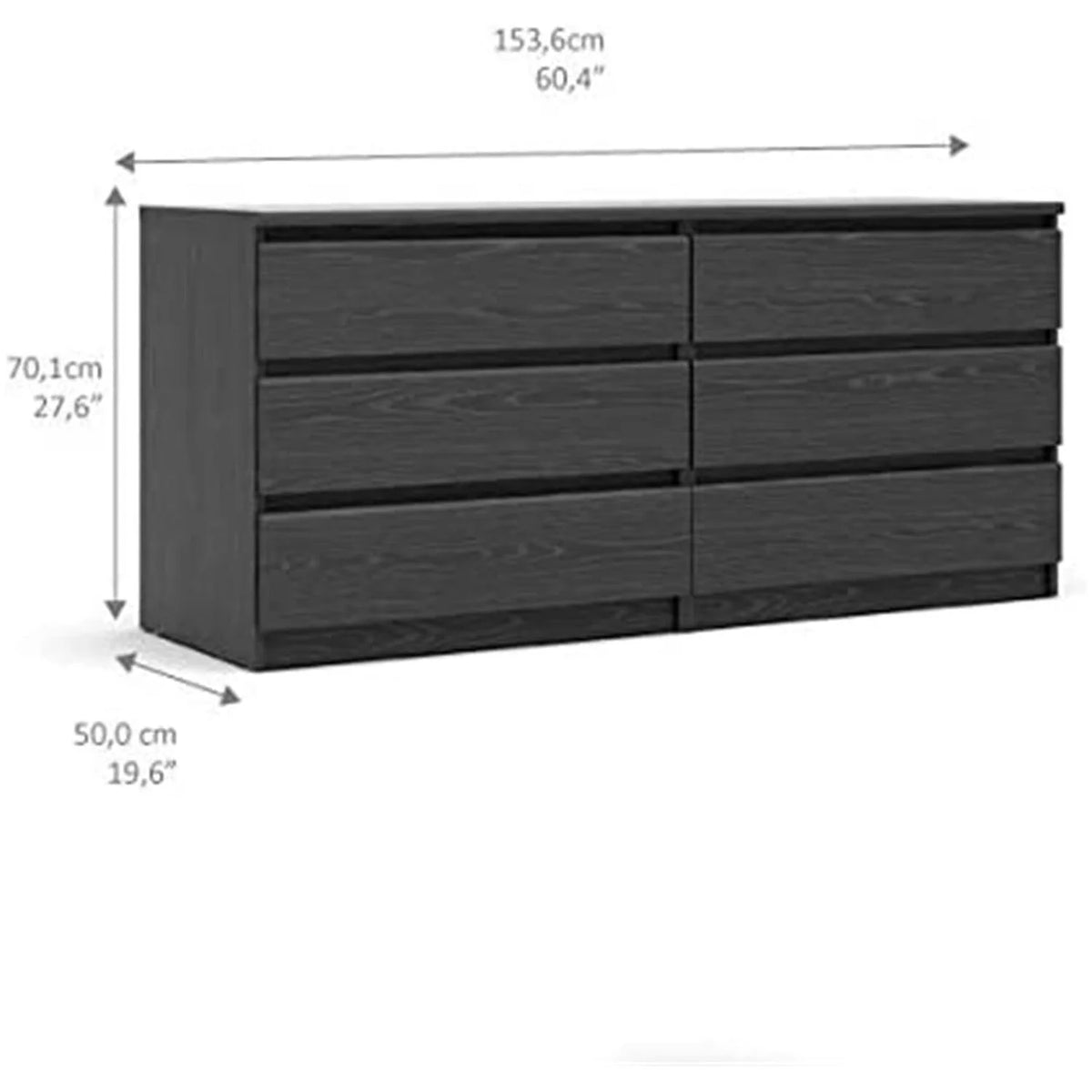 Black 6 Drawer Double Dresser I963645