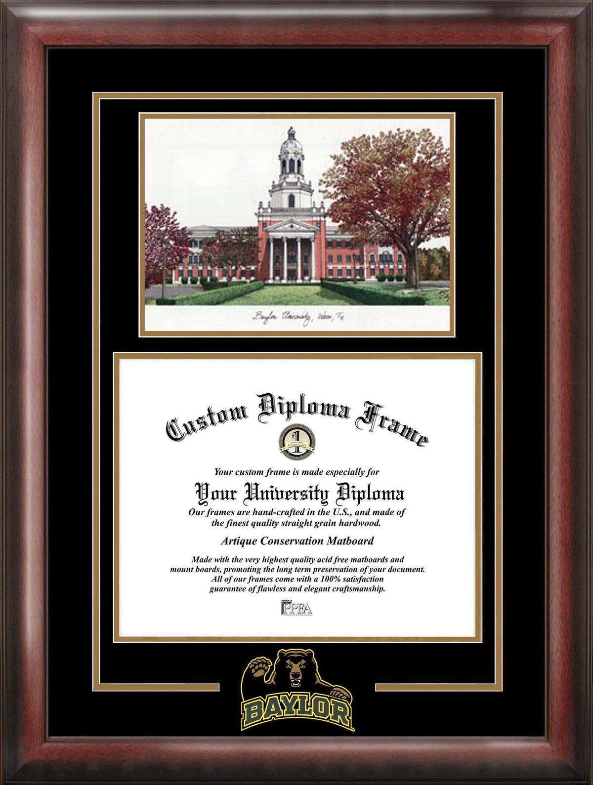 Graduate Diploma Frame with Campus Images Lithograph W833