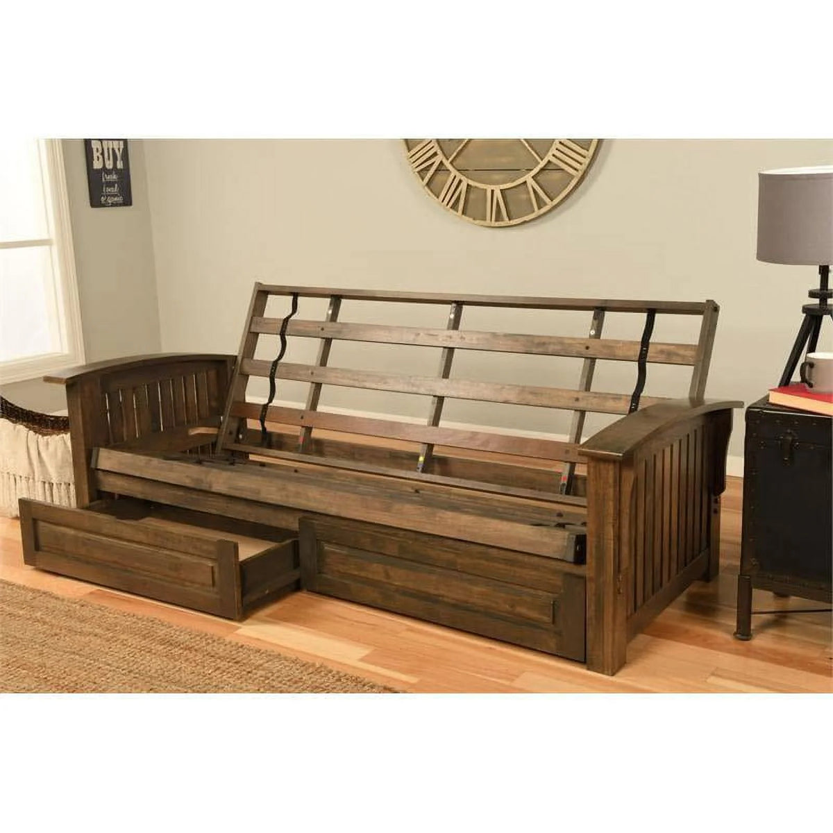 Queen Size Wood Storage Futon S4830
