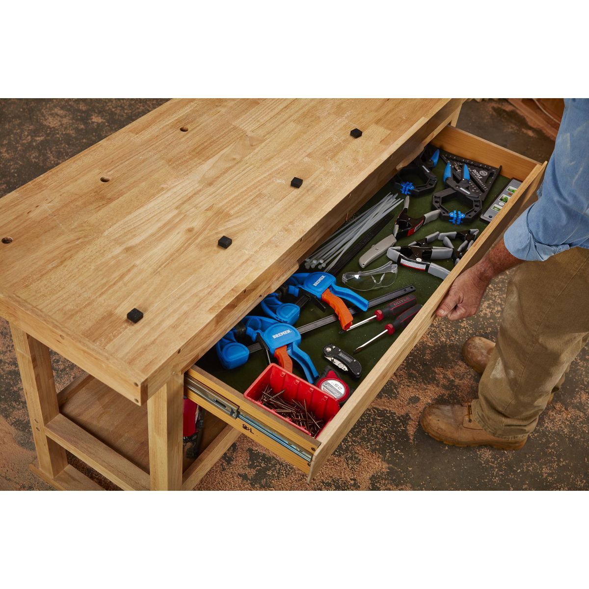 60 in. 3-Drawer Hardwood Workbench D70954