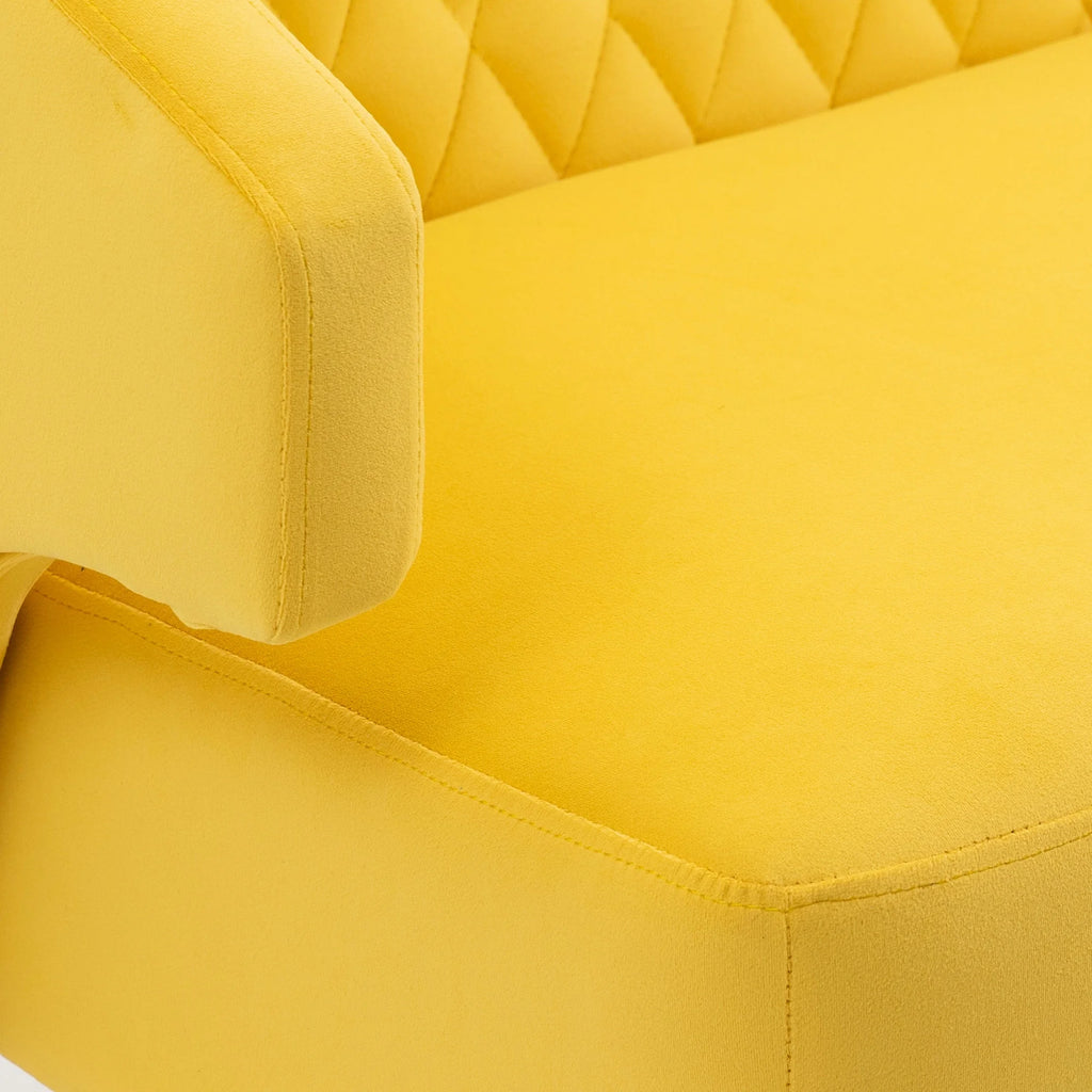 Yellow Velvet Upholstered Loveseat Sofa with Metal Legs Q550314