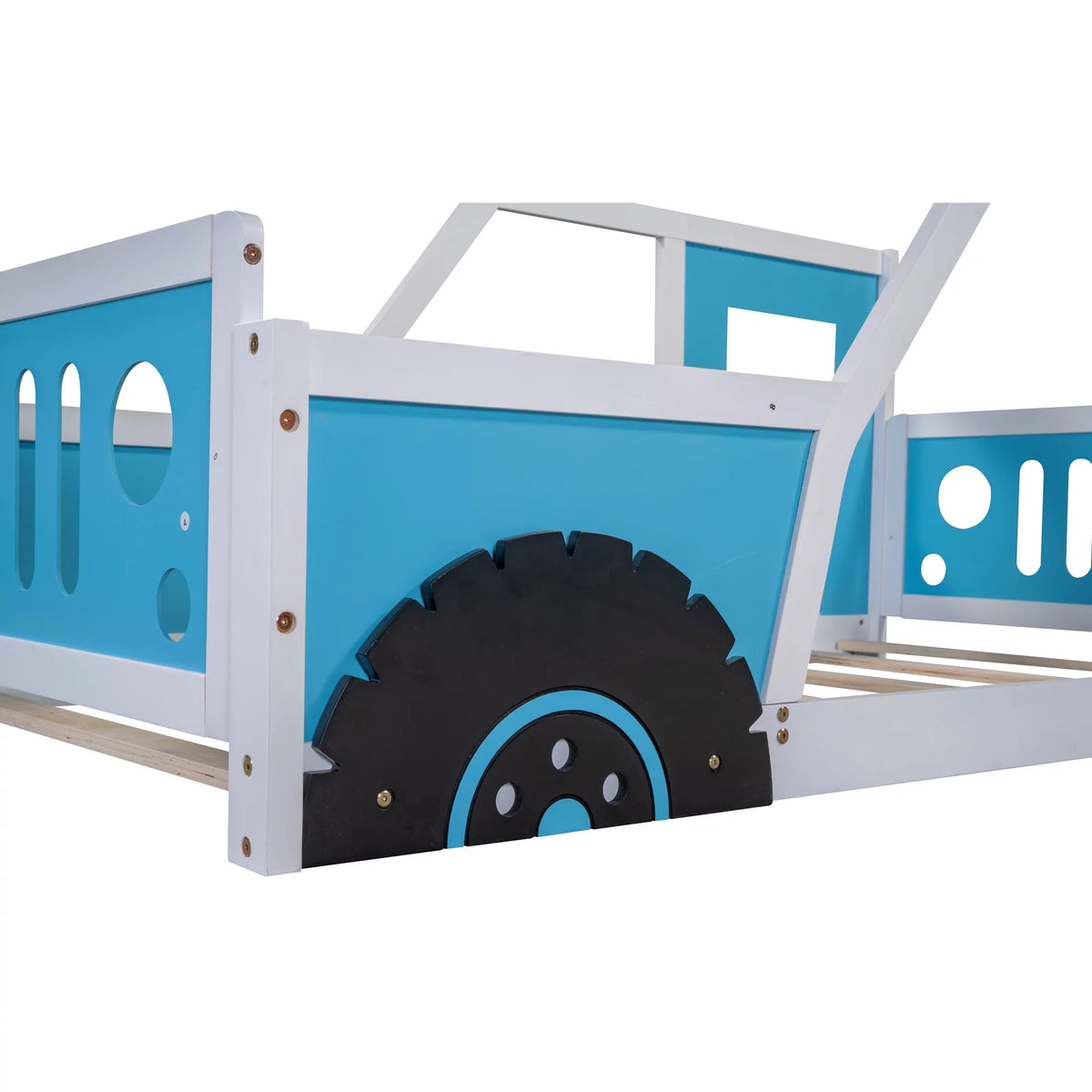 Twin Size Wood Platform Bed Frame with Wheels X5690