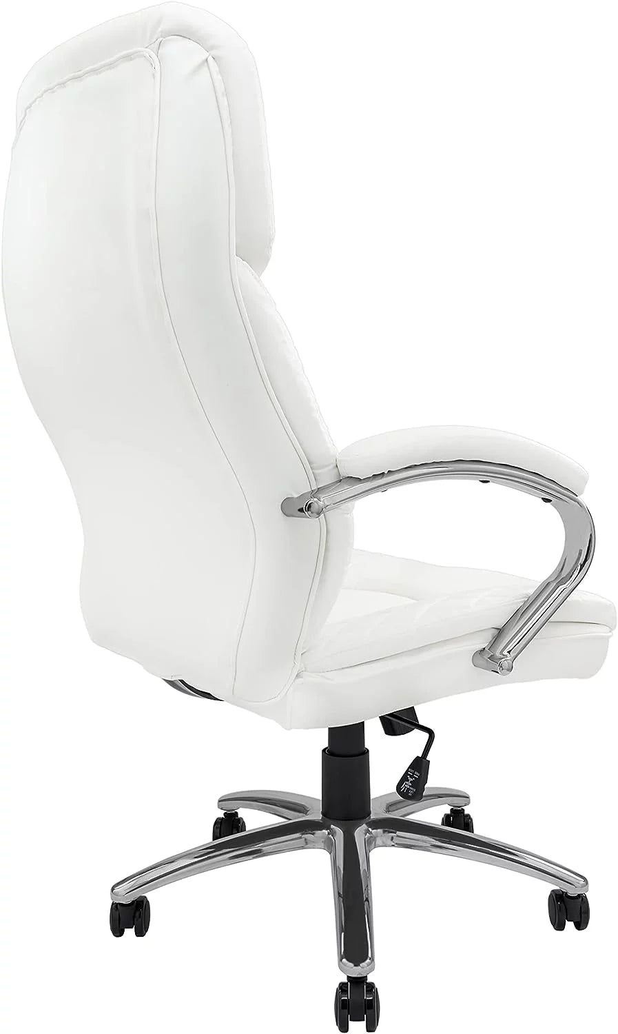 White Leather Executive Office Chair with Wheels Q2998