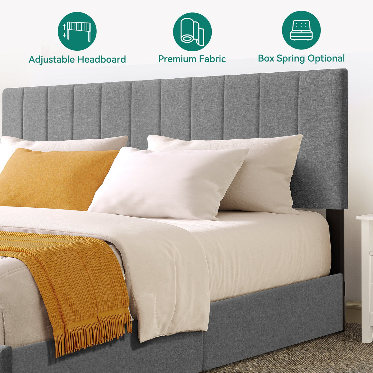 King Size Upholstered Bed Frame with 4 Storage Drawers S3976