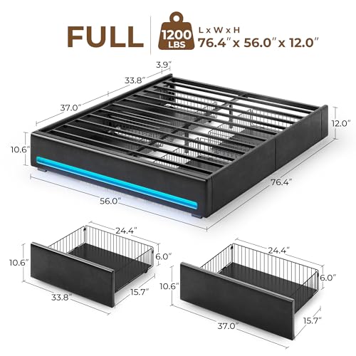 Black Twin Size Upholstered Platform Bed Frame with 4 Storage Drawers D281
