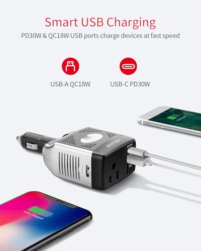 150W Power Inverter 12V to 110V Car Charger Power Adapter Q6748