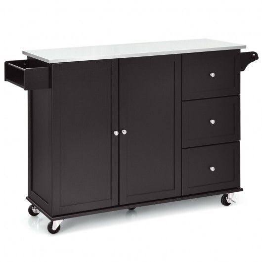 Kitchen Island Storage Cabinet with Stainless Steel Top K6960