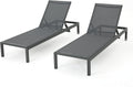 Grey Outdoor Aluminum Chaise Lounges 2-Pcs Set A6073
