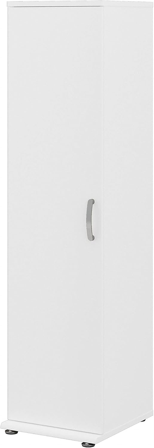 Tall Narrow Storage Cabinet with Door and Shelves, White Q77543