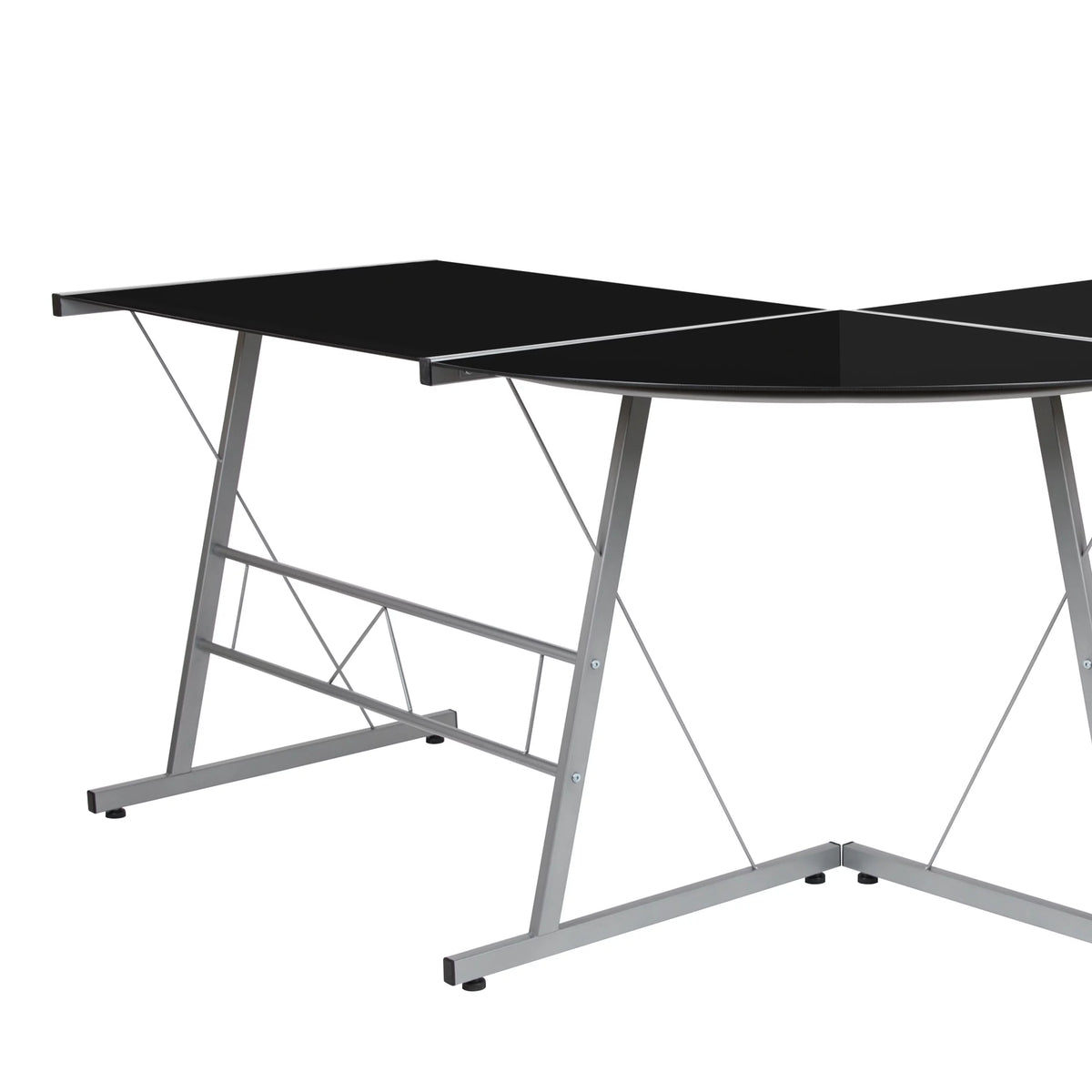 L-Shaped Gaming Desk with Black Tempered Glass Top A56230