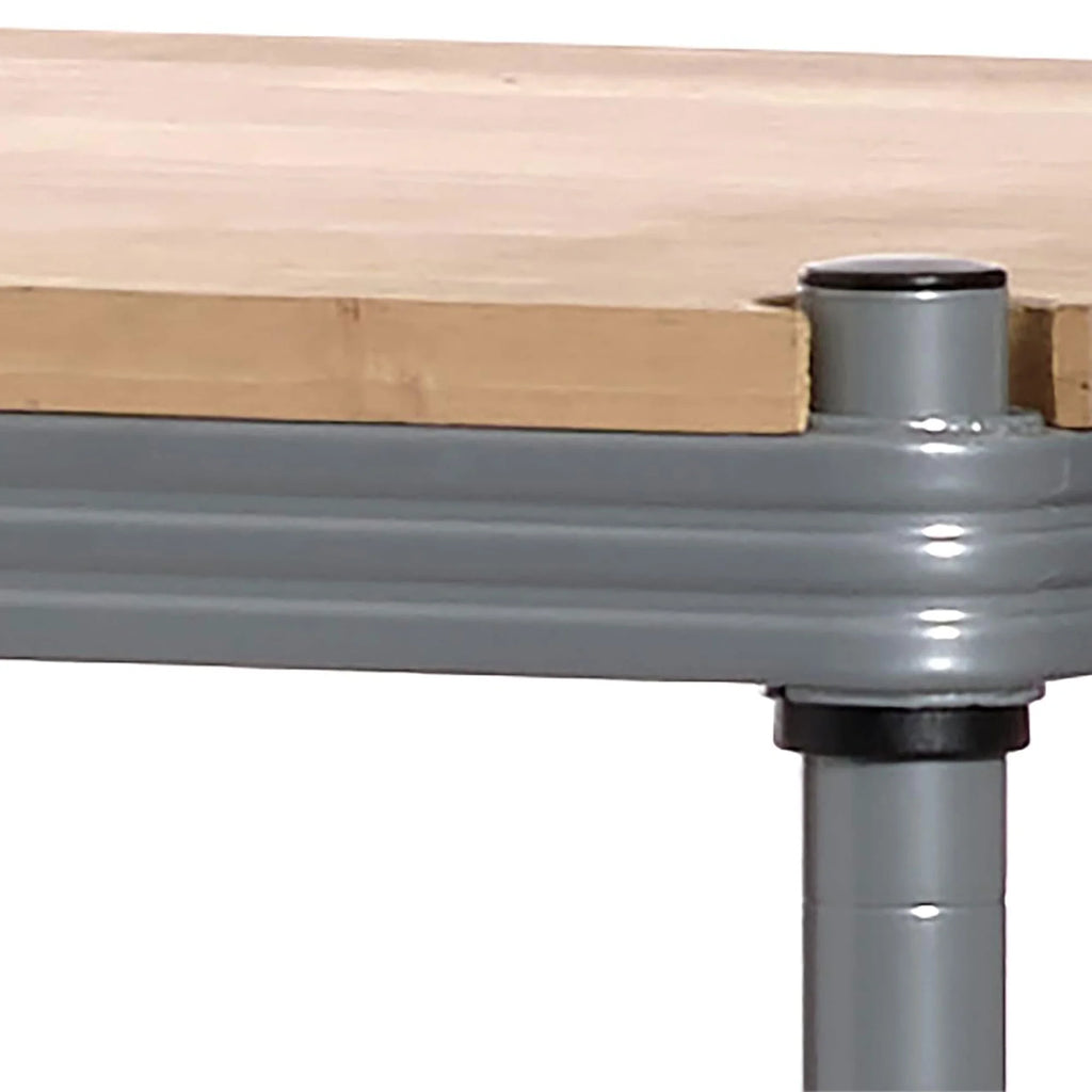 Metal Storage Wood Top Workbench Shelf Unit U7841