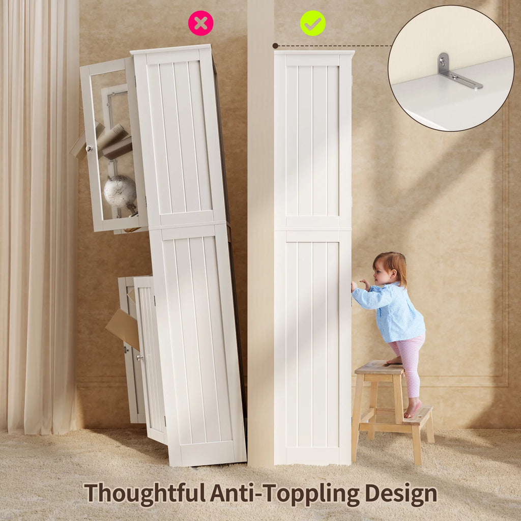 Tall White Kitchen Storage Cabinet with 2 Drawers A762193