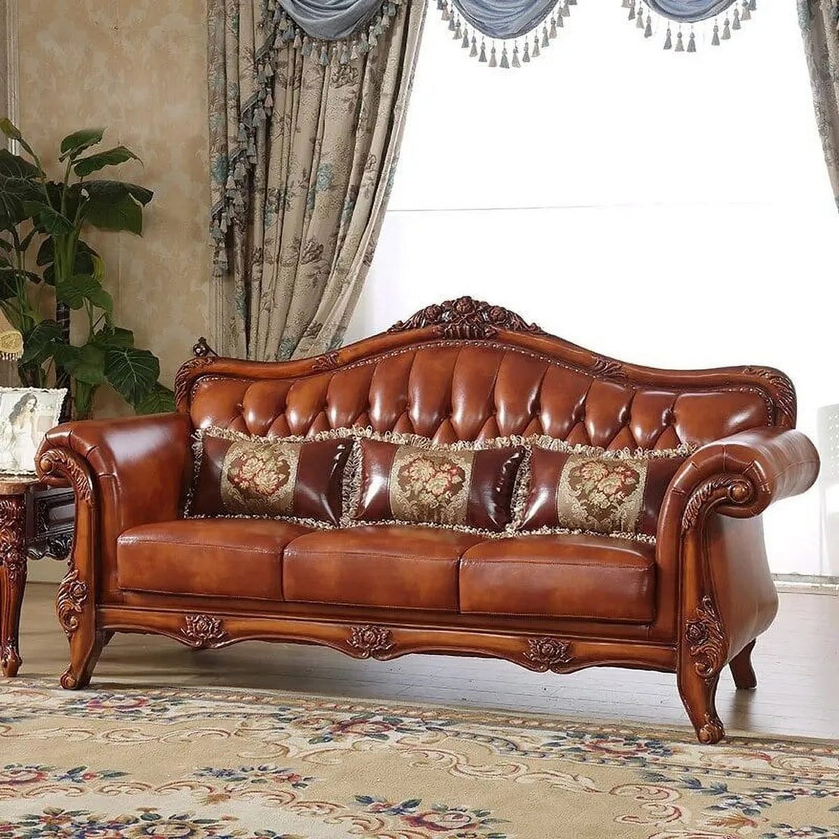 Antique Genuine Leather Sofa Set Z476