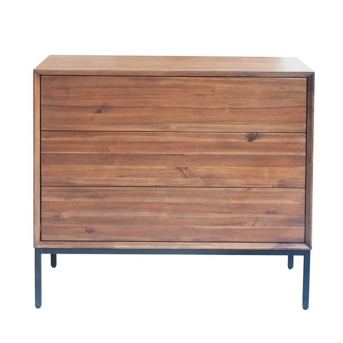 35.5" Wood & Steel 3 Drawer Chest in Newton Brown/Black S628