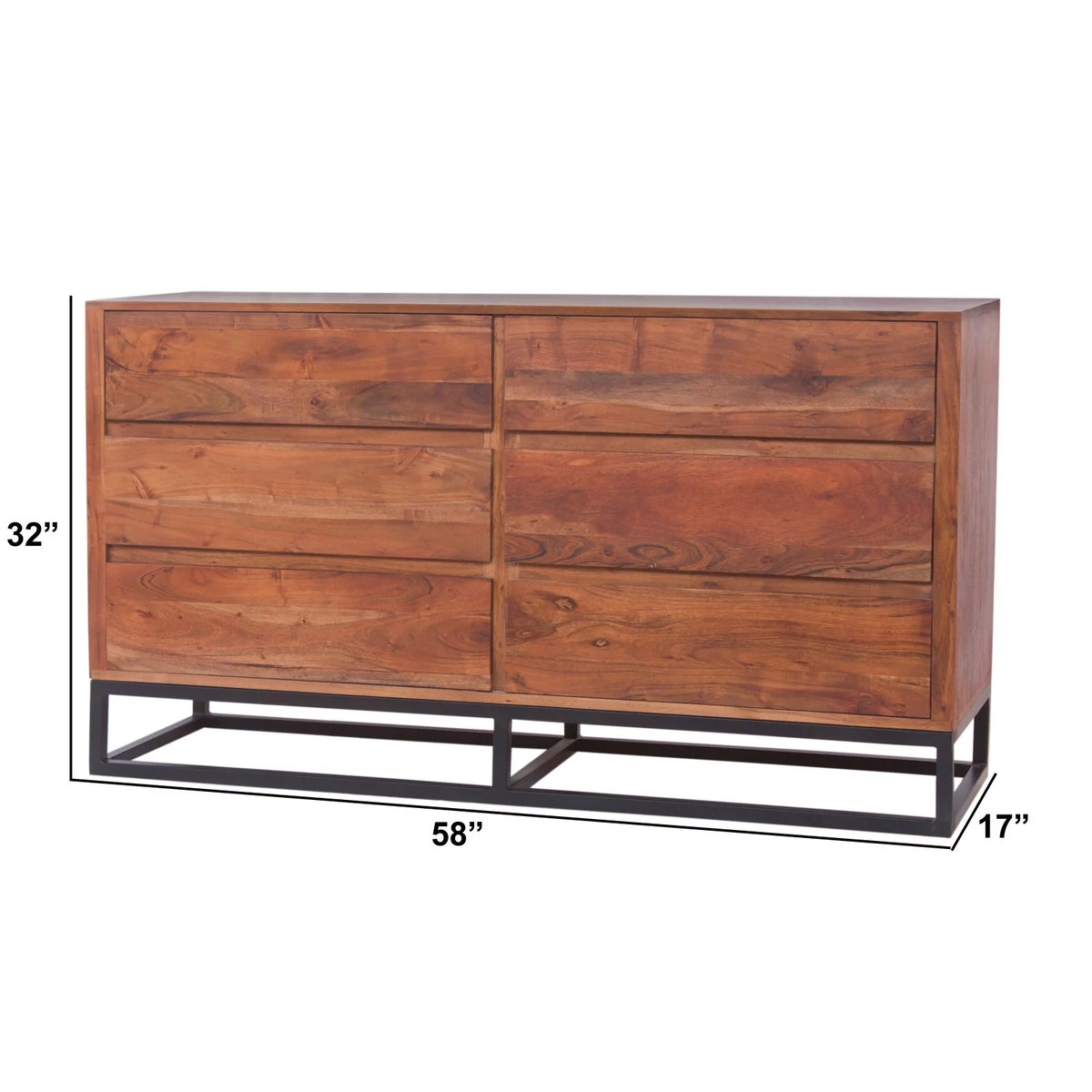 Acacia Wood Dresser or Display Unit Walnut Brown & Black U3374