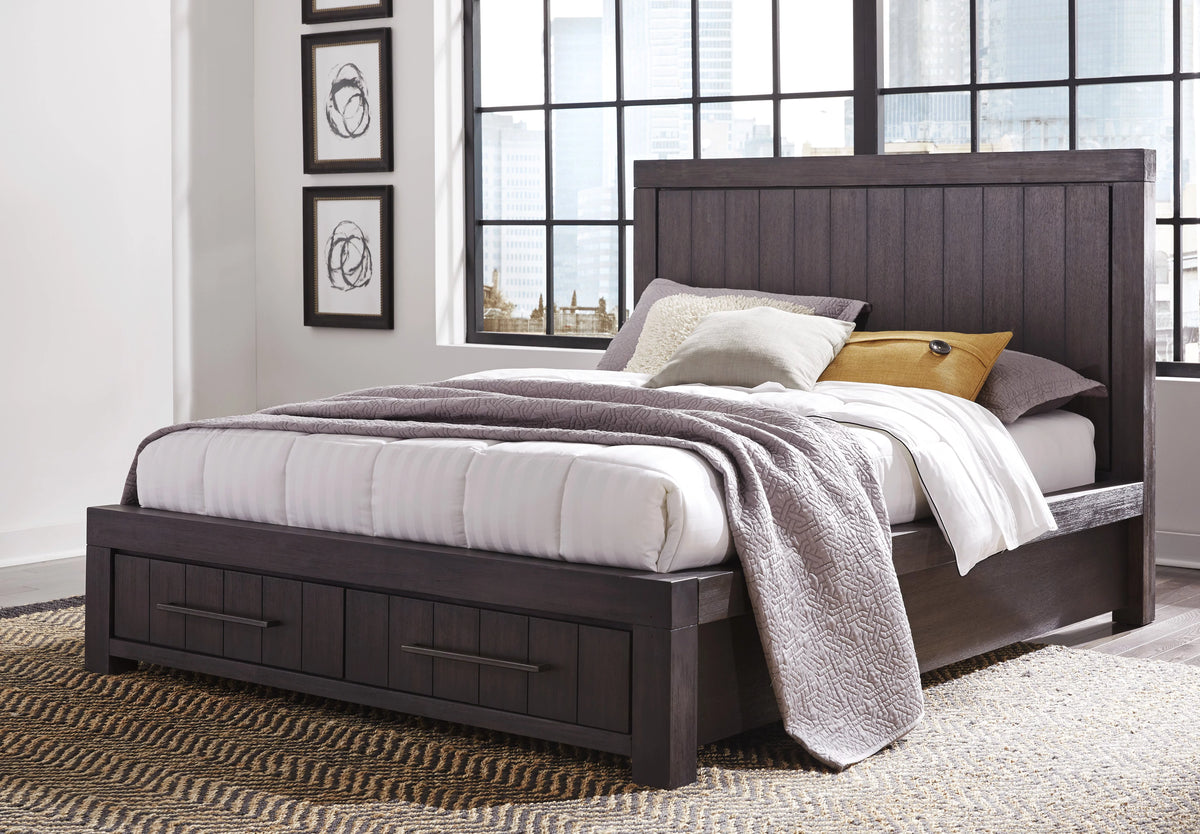 Queen Storage Bed in Acacia Dusky Gray F14792