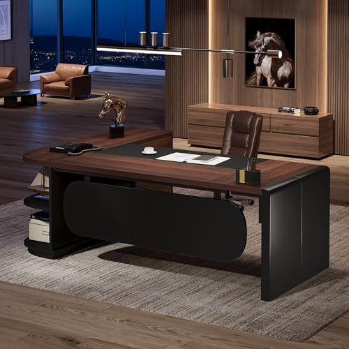 80'' L-Shaped Desk with Drawers Cabinet and Storage Shelves R81731