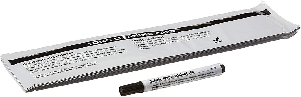 ID Card Printer Cleaning Kit, Pack of 10 Cards and 1 Cleaning Pen F9839