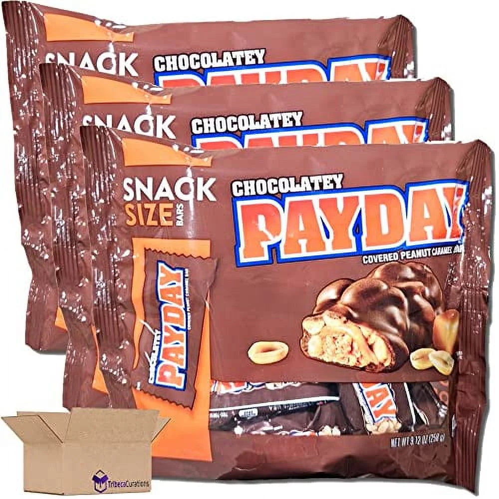 Snack Size Chocolate Covered Peanut Caramel Bar 9.12 Ounce Bag Pack of 3 W386042