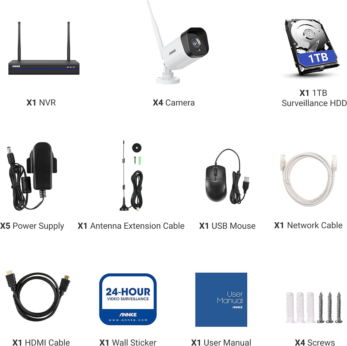 8CH Wireless Security Camera System with 1TB HDD and 4 1080P Outdoor Cameras L778322