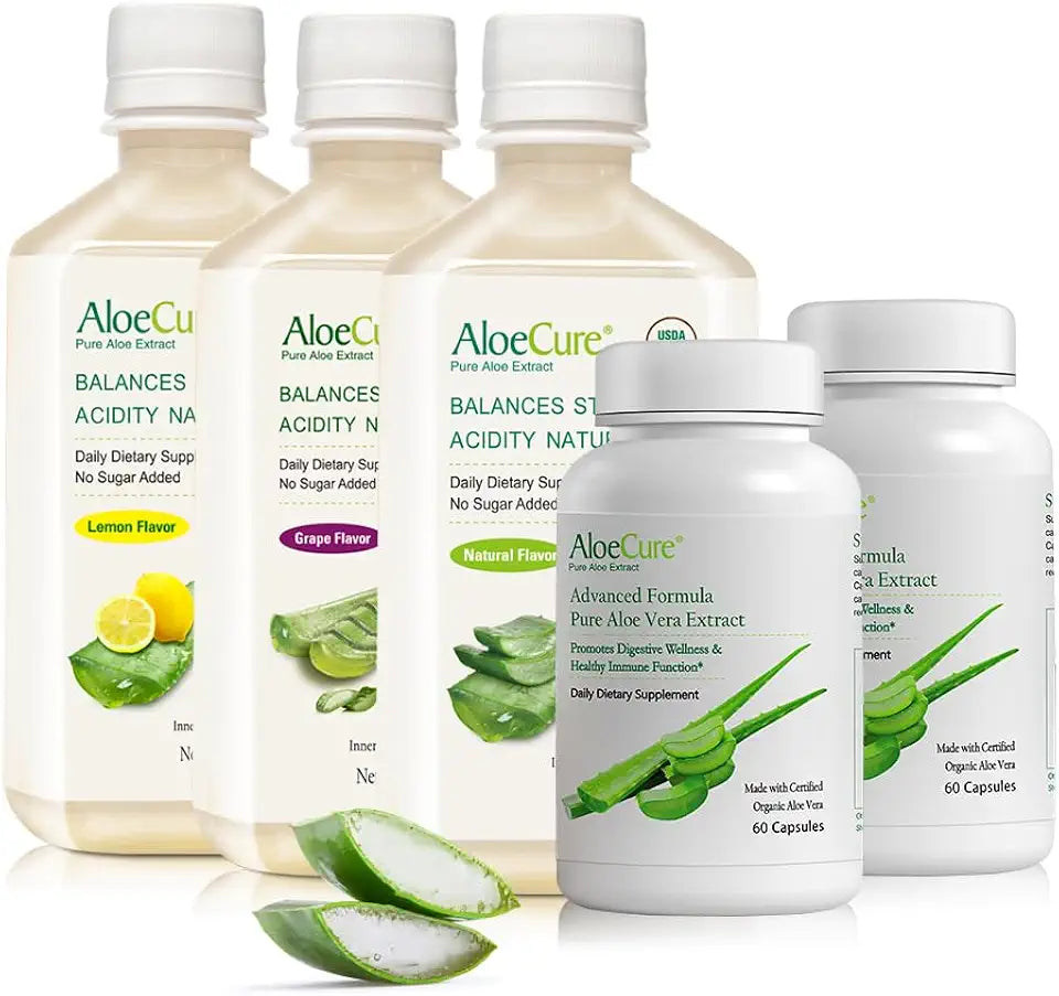 Organic Aloe Vera Juice and Capsules Set W847688