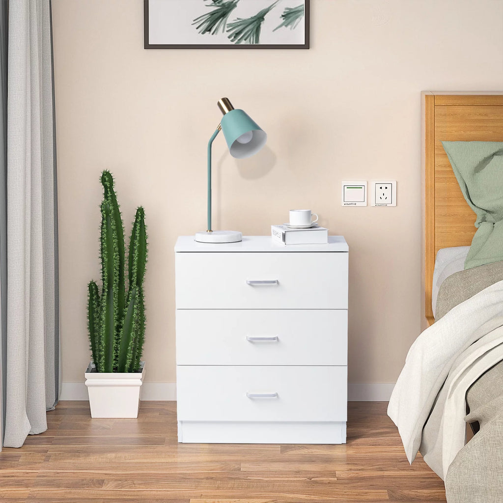 White 3 Drawer Dresser Chest with Storage W909082