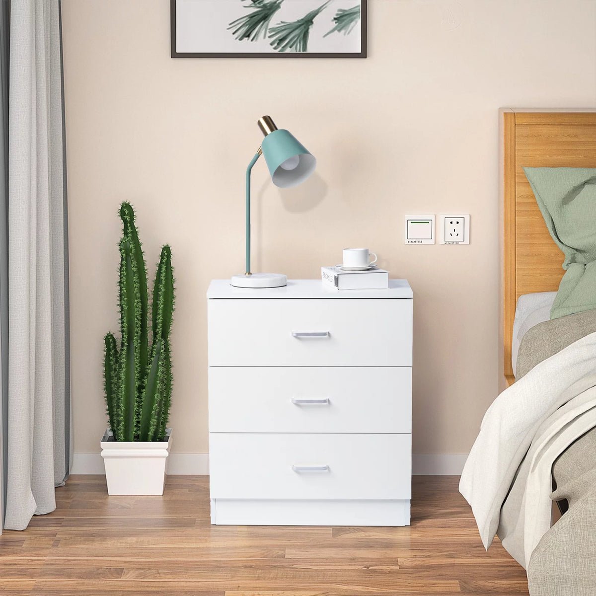 White 3 Drawer Dresser Chest with Storage W909082
