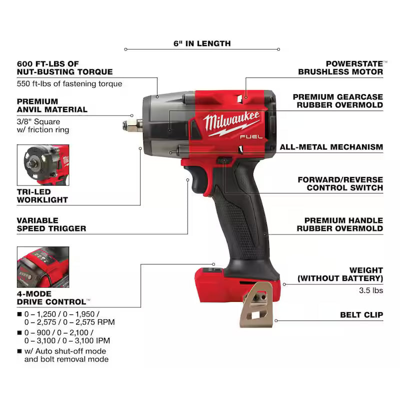18V Brushless Cordless 1/2 in. Impact Wrench with Friction Ring C740