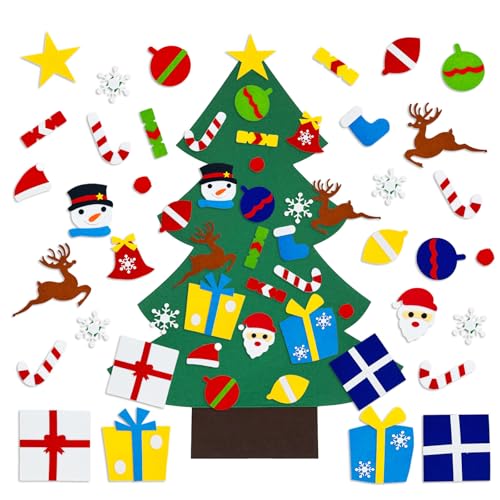 3.2 Feet Felt Christmas Tree with 32PCS Ornaments Y537