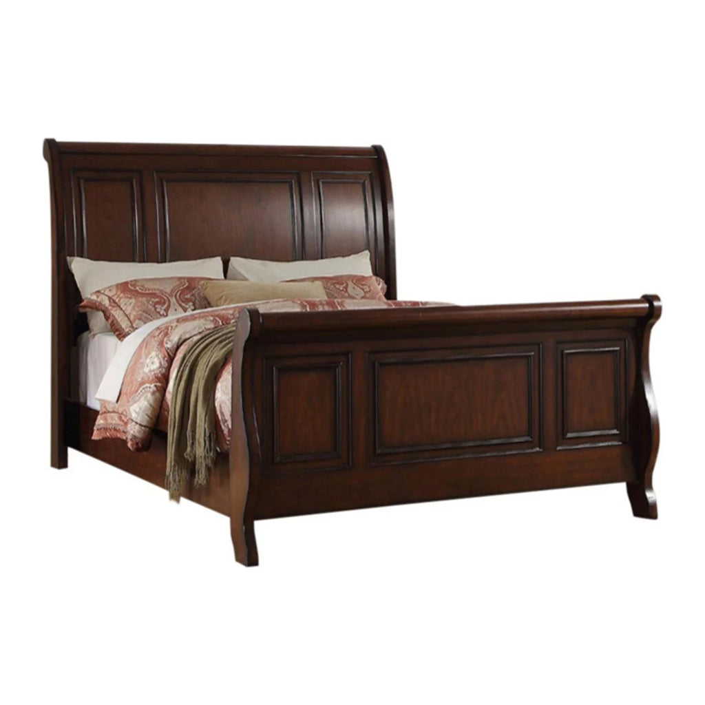 Wooden Queen Bed Antique Cherry Finish T134