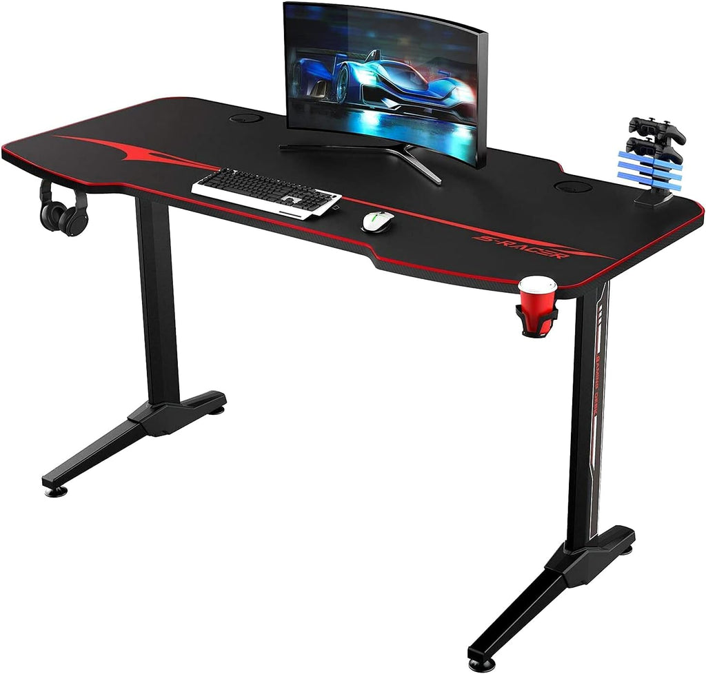 44 Inch T Shaped Gaming Desk with Cup Holder V286835